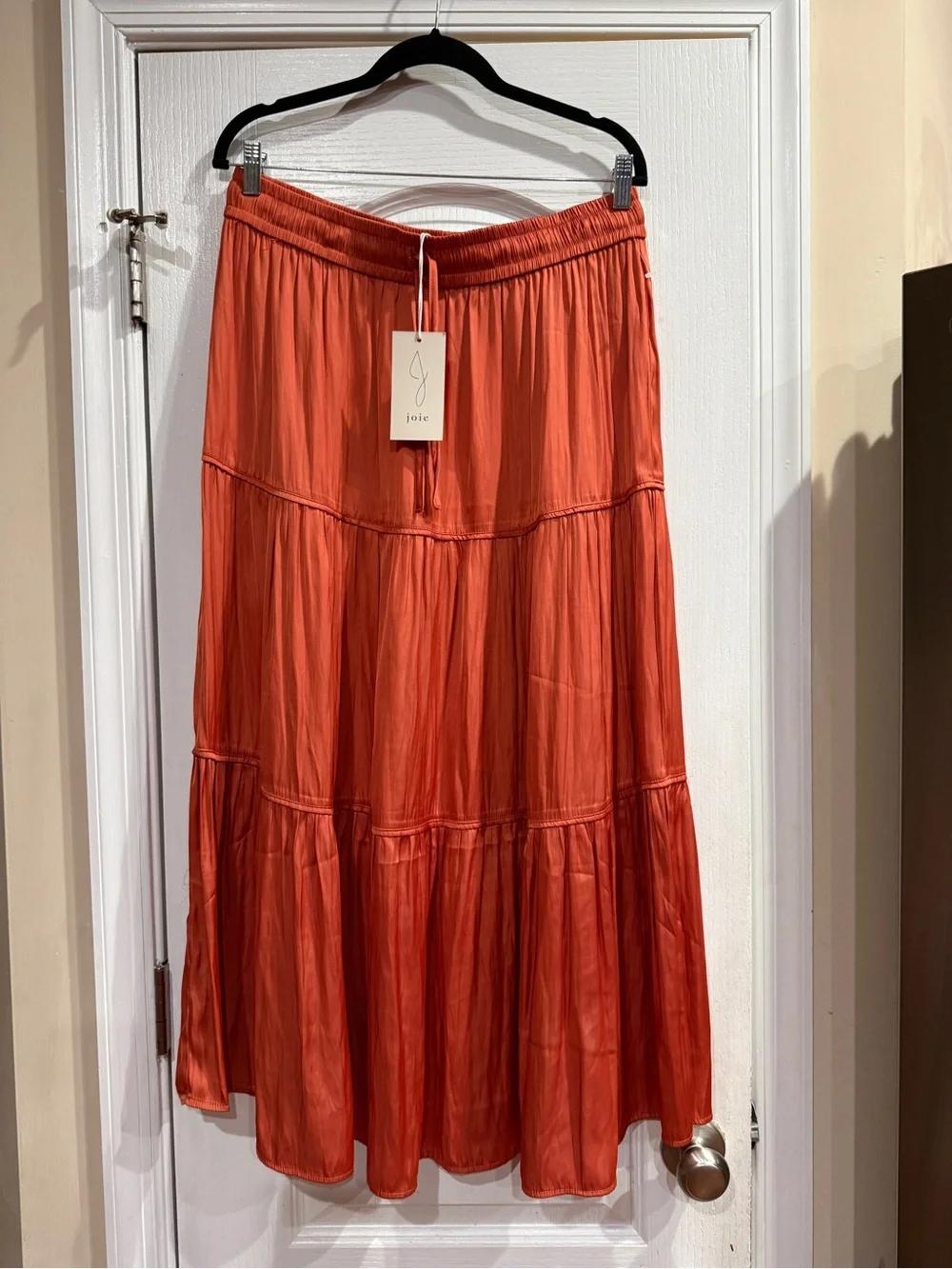 Joie Coral Tiered Maxi Skirt with Elastic Waist